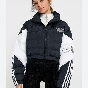Adidas Originals Colourblock Cropped Puffer Jacket in size Large (Fair, Stains!)